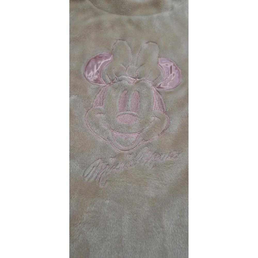 Disney 100 Minnie Mouse Womens Pajama Top Long Sleeve Fleece Pink Size M (8-10) - Picture 2 of 5